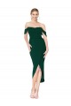 Outlet Stretch Crepe Midnight Green Sleeveless Mermaid Wedding Party Dress UK