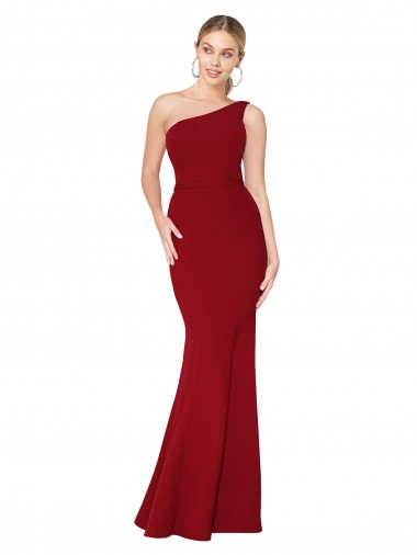Outlet Stretch Crepe Burgundy Sleeveless Mermaid Evening Dresses UK