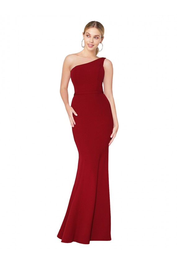Outlet Stretch Crepe Burgundy Sleeveless Mermaid Evening Dresses UK