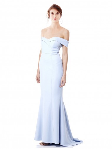 Outlet Stretch Crepe Light Sky Blue Sleeveless Mermaid Evening Dress UK