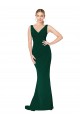 Outlet Stretch Crepe Midnight Green Sleeveless Mermaid Evening Dress UK