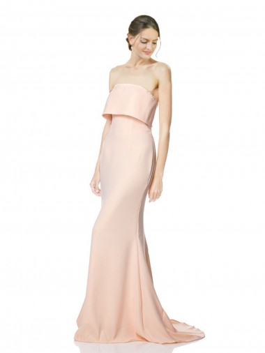 Outlet Stretch Crepe Nude Sleeveless Mermaid Maxi Evening Dress UK