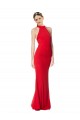Outlet Stretch Crepe Red Sleeveless Mermaid Maxi Evening Dresses UK