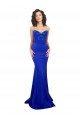 Outlet Stretch Crepe Royal Blue Sleeveless Mermaid Low Back Sexy Evening Dress UK