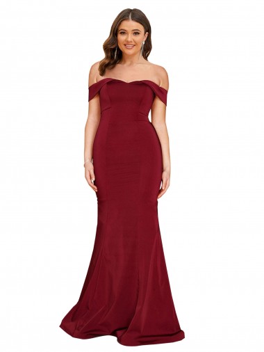 Outlet Spandex Burgundy Sleeveless Mermaid Plus Size Evening Dress UK