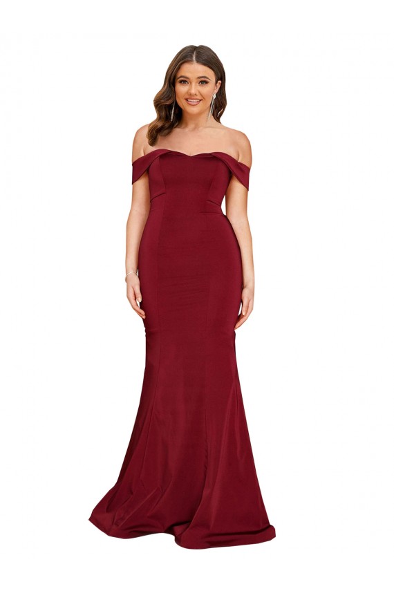 Outlet Spandex Burgundy Sleeveless Mermaid Plus Size Evening Dress UK