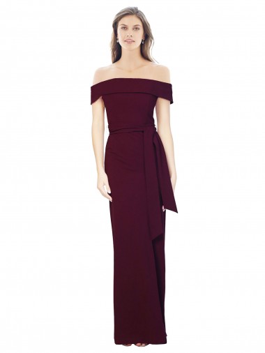 Outlet Stretch Crepe Burgundy Gold Sleeveless Mermaid Low Back Evening Dress UK