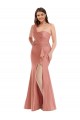 Outlet Silky Satin Georgia Peach Sleeveless Mermaid Plus Size Evening Dress UK