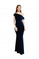 Outlet Stretch Crepe Dark Navy Sleeveless Mermaid Long Evening Dress UK