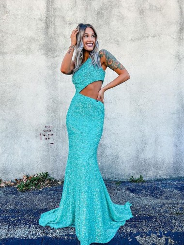 Outlet Velvet Sequin Sleeveless Mermaid Evening Dress UK