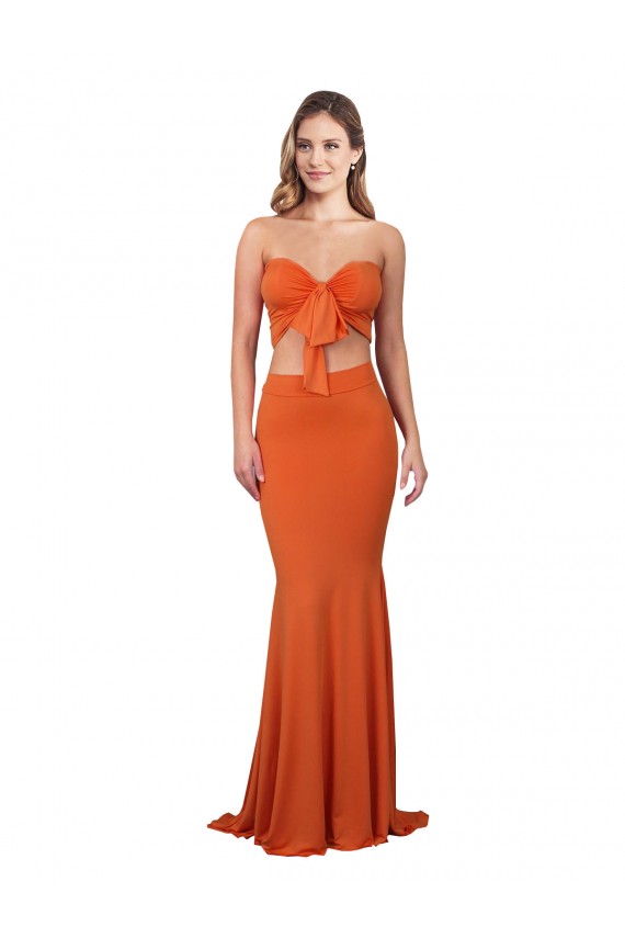 Outlet Spandex Orange Sleeveless Mermaid Evening Dress UK