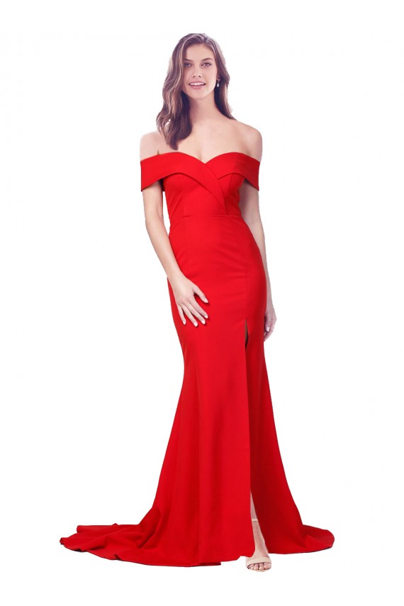 Outlet Stretch Crepe Red Sleeveless Mermaid Evening Dresses UK