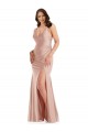 Outlet Silky Satin Dusty Pink Sleeveless Mermaid Plus Size Evening Dress UK