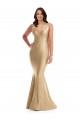 Outlet Silky Satin Soft Gold Sleeveless Mermaid V-Back Plus Size Evening Dress UK