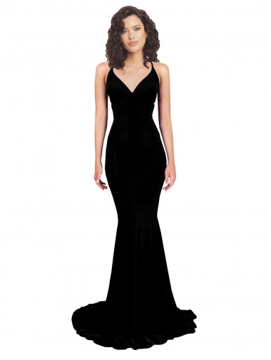 Outlet Spandex Black Sleeveless Mermaid Open Back Sexy Evening Dress UK