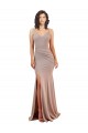 Outlet Stretch Crepe Dusty Pink Sleeveless Mermaid Low Back Sexy Evening Dress UK