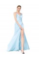 Outlet Stretch Satin Light Sky Blue Sleeveless Mermaid Sexy Evening Dress UK