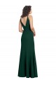 Outlet Stretch Crepe Midnight Green Sleeveless A-Line V-Back Wedding Party Dress UK