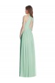 Outlet Soft Chiffon Mint Green Sleeveless A-Line Open Back Maxi Evening Dress UK