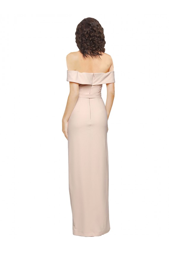 Outlet Stretch Crepe Nude Sleeveless Mermaid Low Back Evening Dress UK