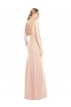Outlet Stretch Crepe Nude Sleeveless Trumpet Open Back Semi Formal Evening Dress UK