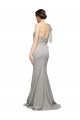 Outlet Stretch Crepe & Tulle Oyster Silver Sleeveless Mermaid Low Back Evening Dress UK