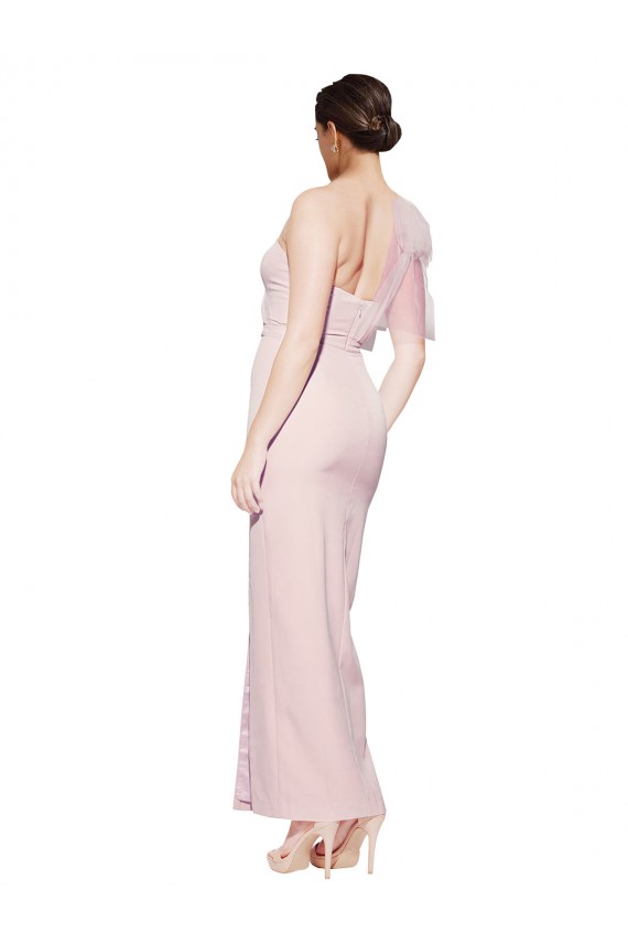 Outlet Stretch Crepe Pink Sleeveless Sheath Low Back Evening Dresses UK