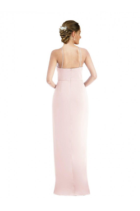 Outlet Stretch Crepe Pink Sleeveless Trumpet Maxi Wedding Party Dress UK