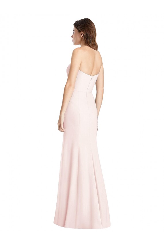Outlet Stretch Crepe Pink Sleeveless Trumpet Low Back Semi Formal Evening Dress UK
