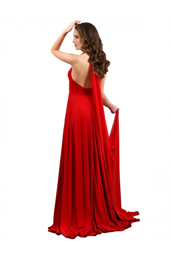 Outlet Spandex Red Sleeveless A-Line Open Back Sexy Evening Dress UK