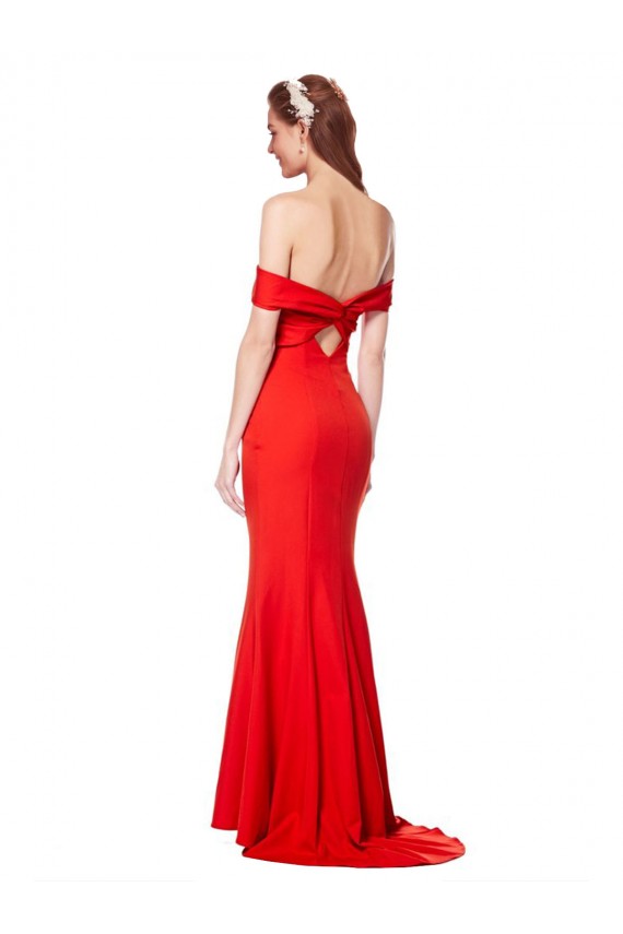 Outlet Stretch Crepe Red Sleeveless Mermaid Wedding Guest Dress UK