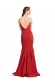 Outlet Stretch Crepe Red Sleeveless Mermaid Open Back Evening Dress UK
