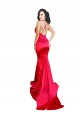 Outlet Stretch Satin Red Sleeveless Mermaid Low Back Sexy Evening Dress UK