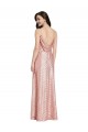 Outlet Sequin Rose Gold Sleeveless Sheath Low Back Evening Dress UK