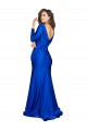 Outlet Silky Satin Royal Blue Long Sleeves Mermaid V-Back Sexy Evening Dress UK