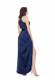 Outlet Silky Satin Sapphire Sleeveless A-Line Evening Dresses UK