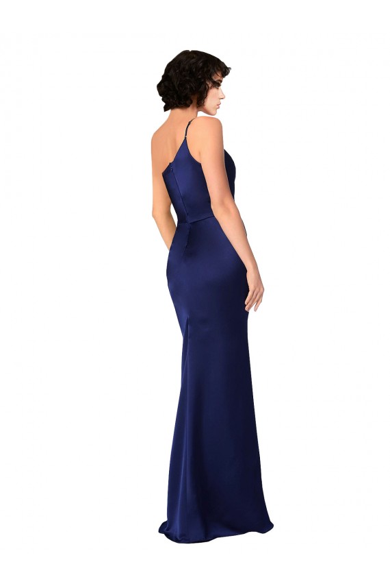 Outlet Silky Satin Sapphire Sleeveless A-Line Evening Dress UK