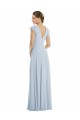 Outlet Soft Chiffon Sea Glass Flutter Sleeves A-Line V-Back Maxi Evening Dress UK