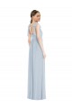 Outlet Soft Chiffon Sea Glass Sleeveless A-Line Low Back Maxi Evening Dress UK