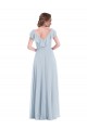 Outlet Soft Chiffon Sea Glass Sleeveless A-Line V-Back Maxi Evening Dress UK