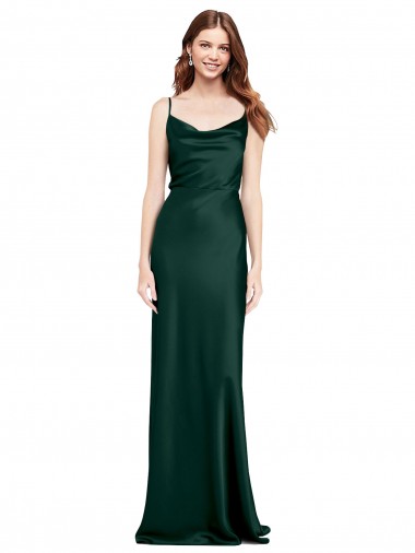 Outlet Stretch Satin Hunter Sleeveless Sheath V-Back Wedding Party Dress UK