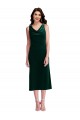Outlet Stretch Velvet Dark Green Sleeveless Sheath V-Back Maxi Evening Dress UK