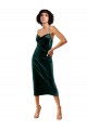 Outlet Stretch Velvet Dark Green Sleeveless Sheath Open Back Evening Dress UK