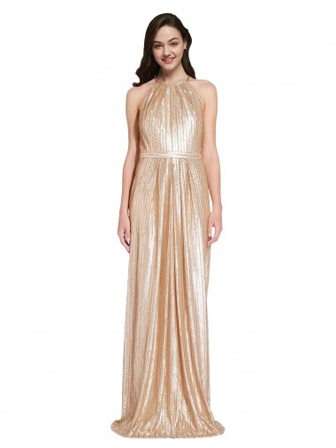 Outlet Sequin Gold Sleeveless Sheath Evening Dress UK