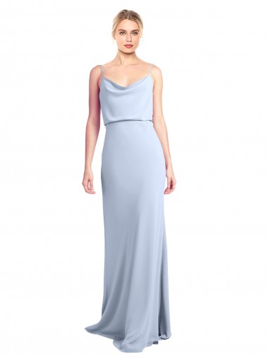Outlet Stretch Crepe Light Sky Blue Sleeveless Sheath V-Back Evening Dress UK
