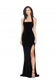 Outlet Stretch Velvet Black Sleeveless Sheath Low Back Semi Formal Evening Dress UK