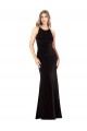 Outlet Stretch Velvet Black Sleeveless Sheath Open Back Evening Dress UK