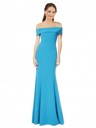Outlet Stretch Crepe Peacock Blue Sleeveless Sheath Evening Dress UK