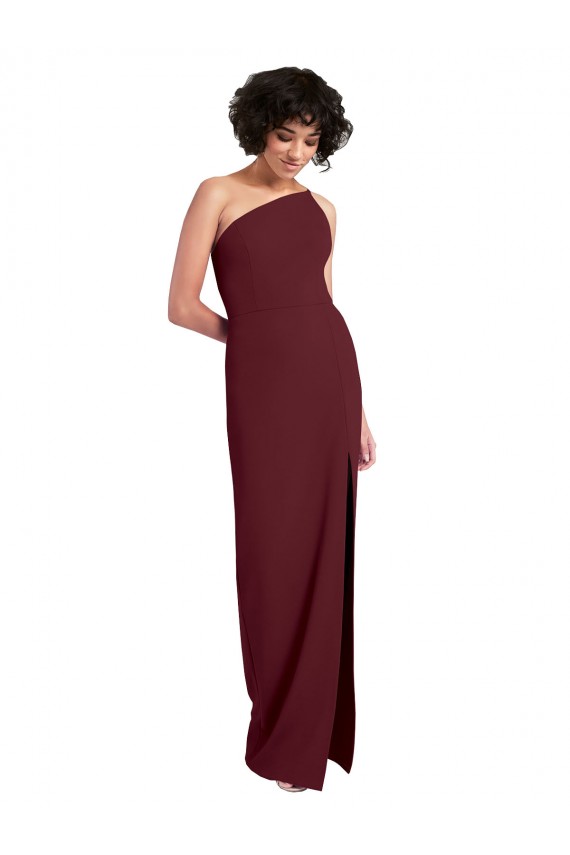 Outlet Stretch Crepe Burgundy Gold Sleeveless Sheath Evening Dress UK