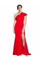 Outlet Stretch Crepe Red Sleeveless Sheath Semi Formal Evening Dress UK